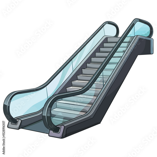 Escalator isolated white background 