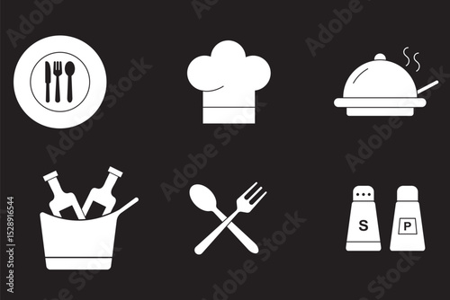 Modern Cutlery and Kitchenware Icons . Simple Cutlery Symbol Set . Cutlery, fork, kitchen, knife, spoon icon .  