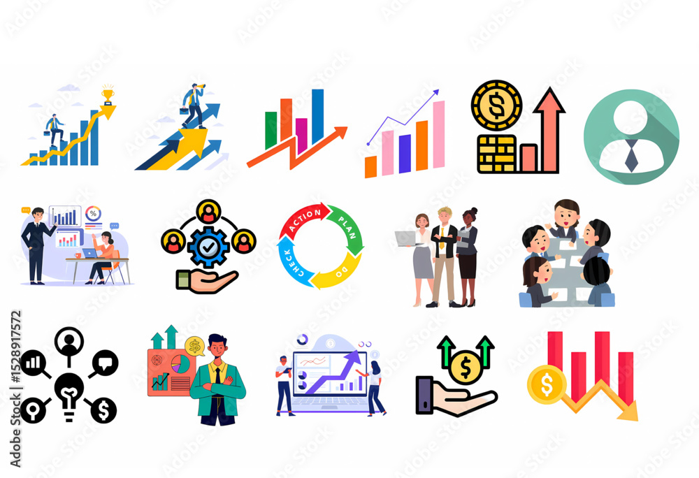Fototapeta premium Diverse Set of Business and Finance Vector Icons.
