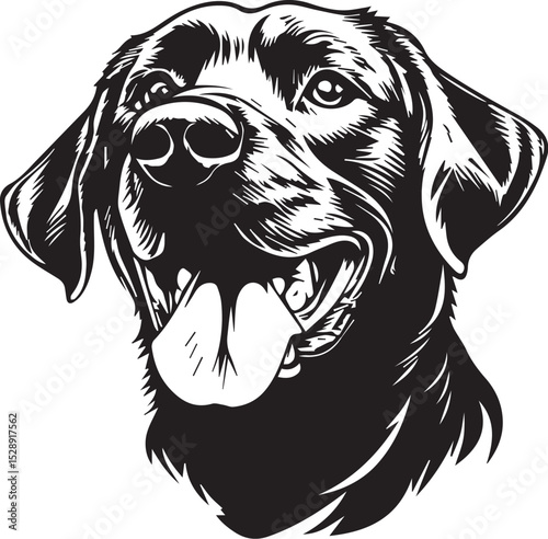 Print Happy Labrador Retriever Dog Head Vector Illustration