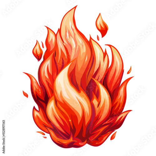 fire flames on white background