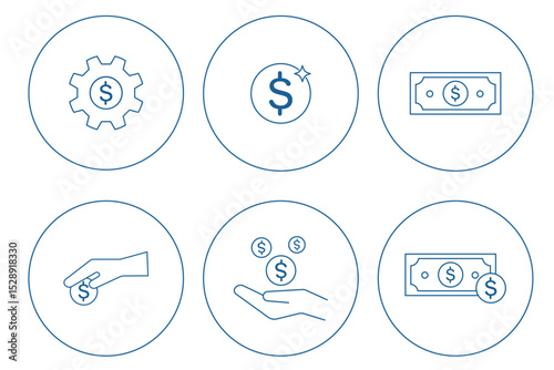 Banking and Investment Icons Set. money icon set . Finance icon set. Collection of economy, money, fund, investor and more.  