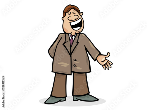 Illustration of cartoon illustration of a happy man in suit isolated on white background