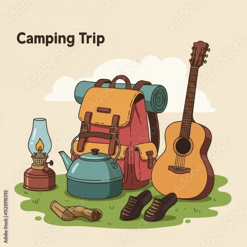 A collection of web pages featuring people relaxing at a summer campsite in nature. Ideal for themes like travel, hiking, road trips, camping, and outdoor adventures.