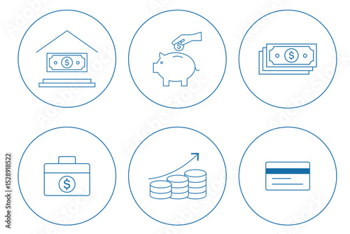 Money management related icon set . Financial Transactions Line Icons . Minimalist . eps 10  