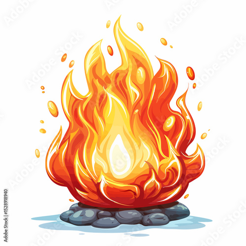 Flame on white 