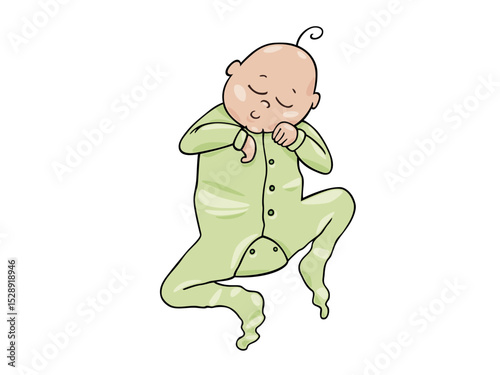 Illustration of cartoon illustration of a cute sleeping baby isolated on white background