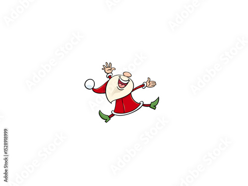 Joyful jumping santa claus christmas cartoon