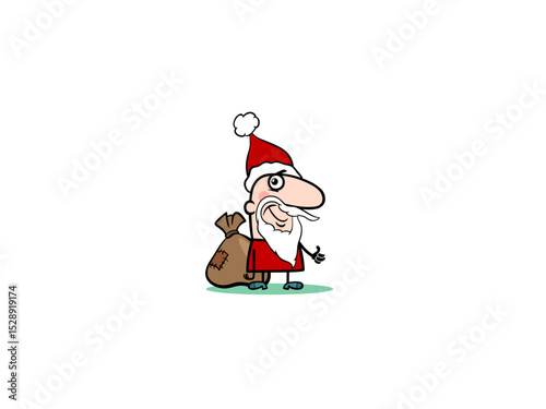 Cartoon santa claus with a gift sack
