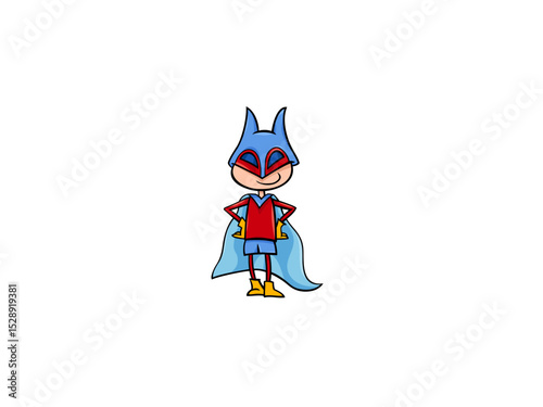 Adorable Cartoon Boy Dressed As A Brave Young Superhero Ready For Adventure