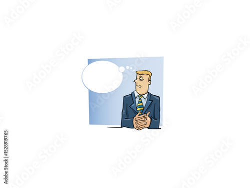 Businessman thinking with speech bubble cartoon illustration