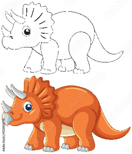 Colorful Cartoon Triceratops Vector Illustration