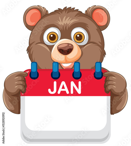 Bear Holding January Calendar Page