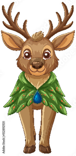 Whimsical Deer with Enchanted Leaf Cloak