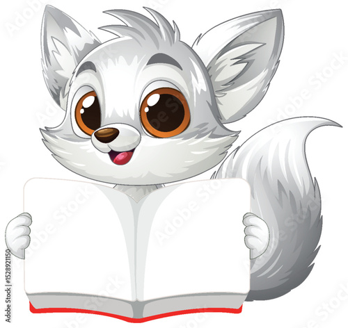 Cute Fox Reading a Book