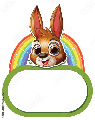 Cheerful Bunny with Rainbow Frame