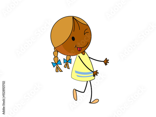 Playful cartoon girl winking and sticking out tongue