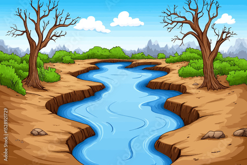 Vector flood in the forest 