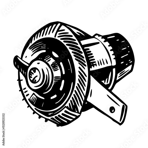 A vintage style illustration of blade sharpener