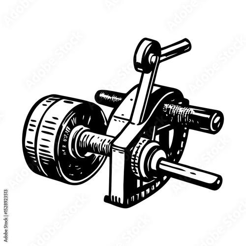 A vintage style illustration of flywheel puller
