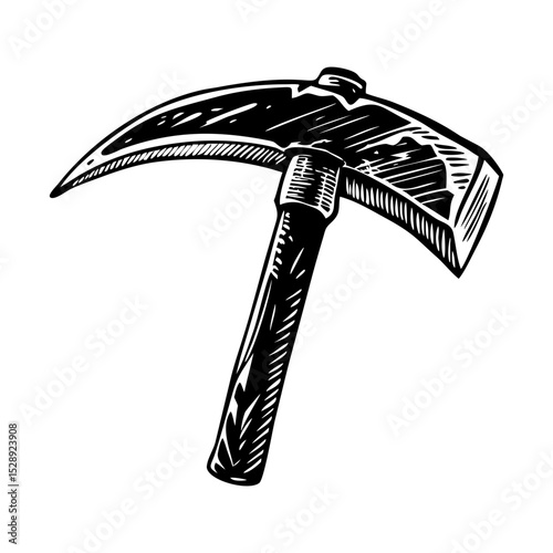 A vintage style illustration of iron pick