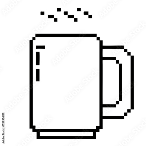 warm beverage in a pixel line art syle mug