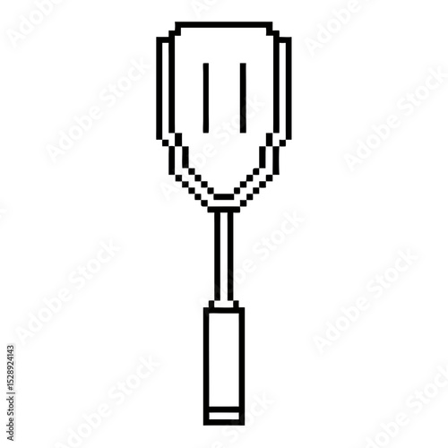 This pixel outline of a fish slice, slotted spatula, flipper ideal for kitchen settings