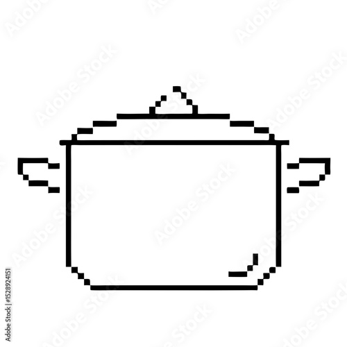kitchen cooking pot with lid featuring a modern pixel outline design