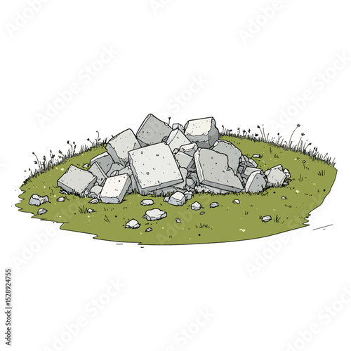 Stone fragments isolated 