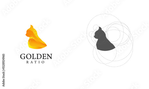 Cat logo, Golden ratio logo, Animal logo, Geometric logo, Modern logo, Pet logo, Abstract cat, Elegant logo, Minimalist logo, Vector cat logo, Golden section, Gradient logo, Feline logo, Stylish logo