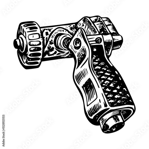 A vintage style illustration showing a rotary tool photo