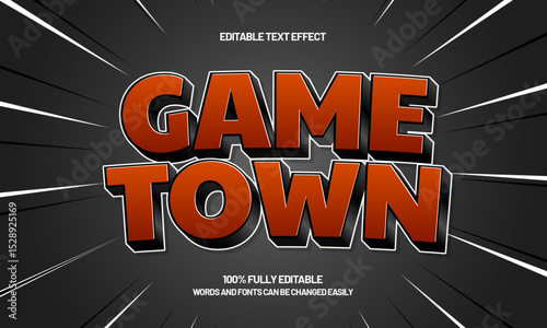 game town editable text effect with a play and kids text style