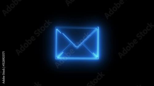 Digital technology mail inbox symbol blue color animation. Glowing  neon message box, text box ,inbox, dialogue box, chat conversation Social media notice receive massage animation concept.