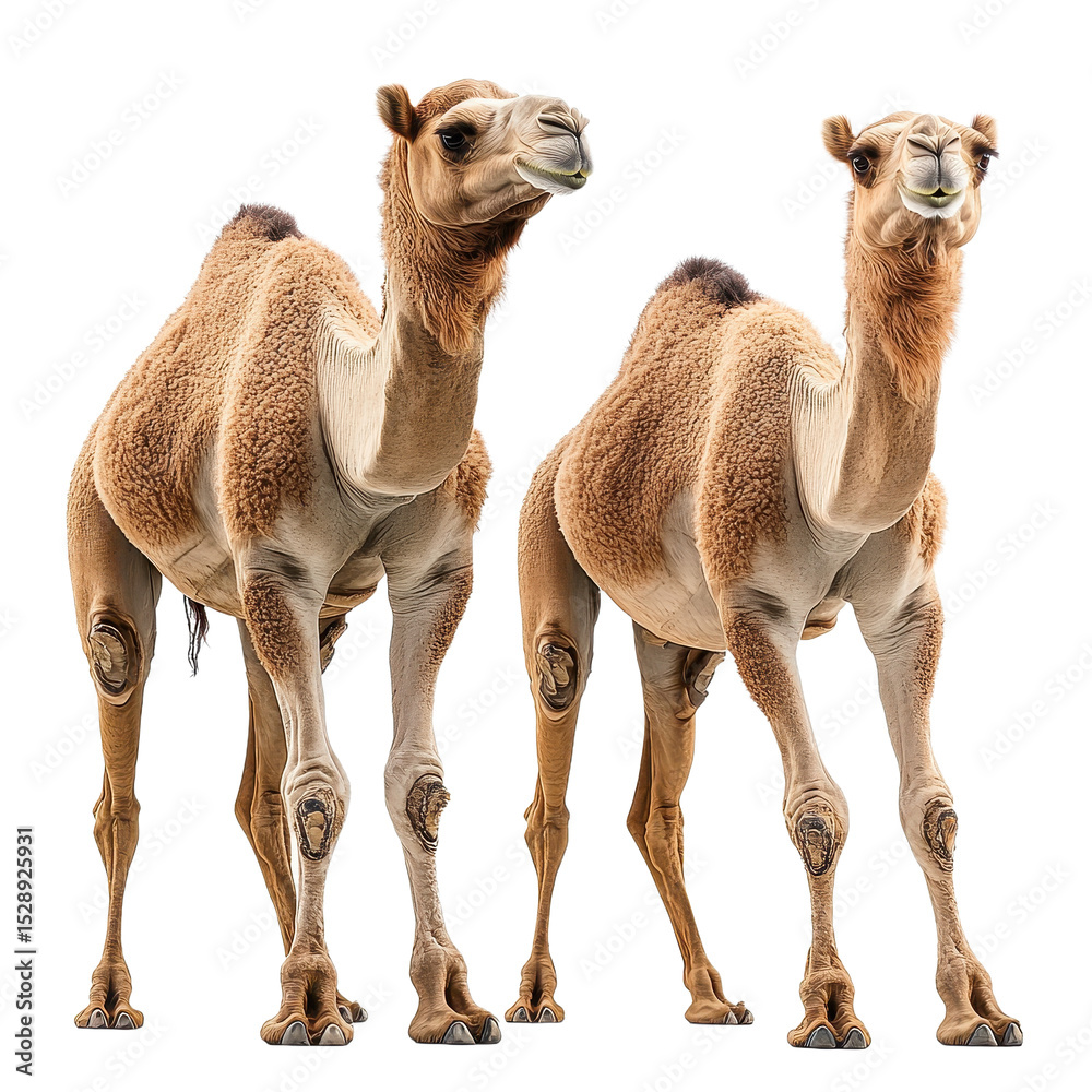 Obraz premium Two camels isolated on transparent background.