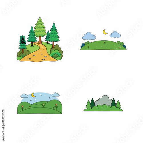 cartoon flat background scenery
