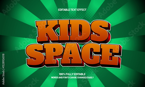 kids space editable text effect with a play and kids text style