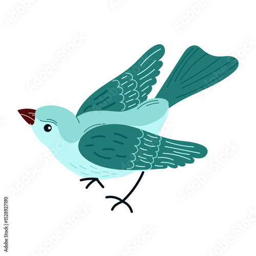Spring  birds  single element. Spring singing birds. Vector birds for postcards and t-shirts.