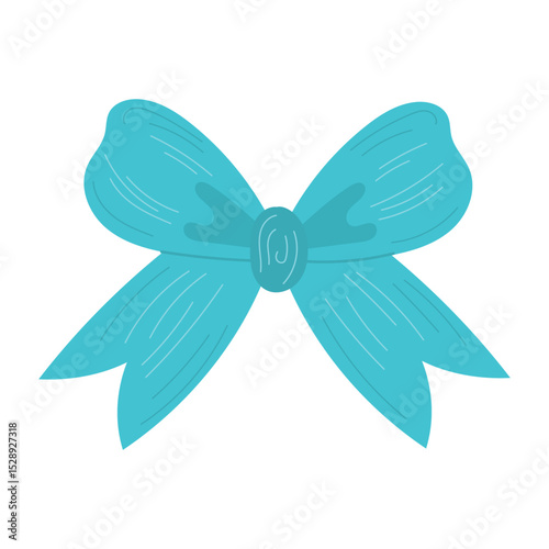 One vector element is a blue bow.Various hand-painted gift decorations on a white background. The silhouette of a satin gift bow