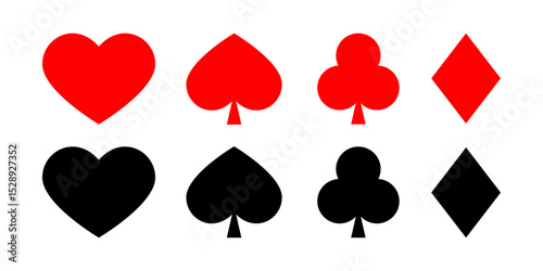 Vector illustration of playing card suits icon set isolated on transparent background