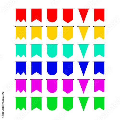 Vector illustration of Party Flags isolated on transparent background