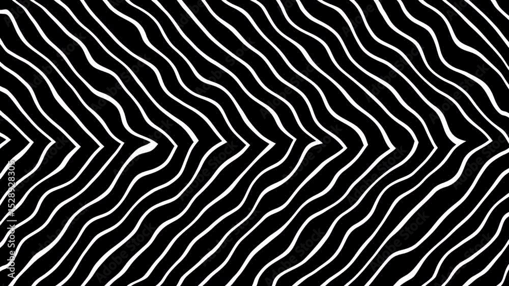 Wavy white lines on a black background create a dynamic and modern abstract design suitable for backgrounds.