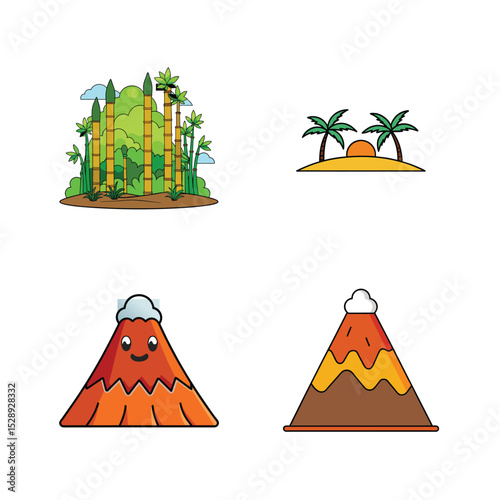 cartoon flat background scenery