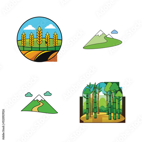 cartoon flat background scenery