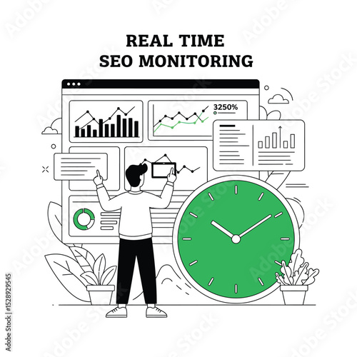 Real time seo monitoring dashboard illustration
