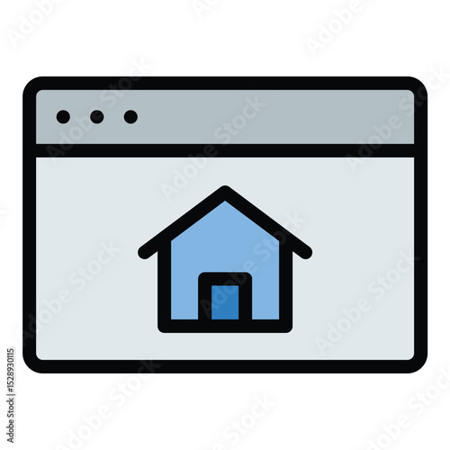 Homepage icon flat line style illustration representing the main landing page of a website, suitable for web design, user interface, and digital projects