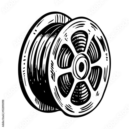 A vintage style illustration showing cable reel