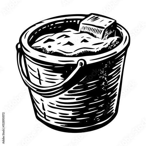 A glyph style illustration showing cement bucket