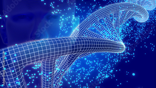 Abstract illustration of dna helix and human face conceptualizing science and technology