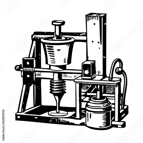 A glyph style illustration showing grouting pump