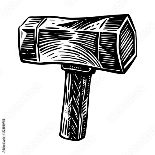 A vintage style illustration showing hammer